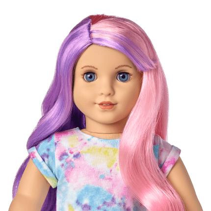 Truly Me™ 18-inch Doll #116 with wavy purple-and-pink hair